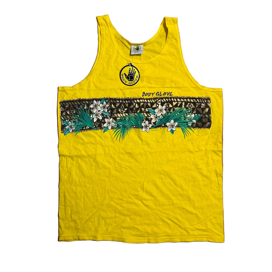90's Body Glove Hawaiian Yellow Tank Top Shirt - Large - 22" x 30"