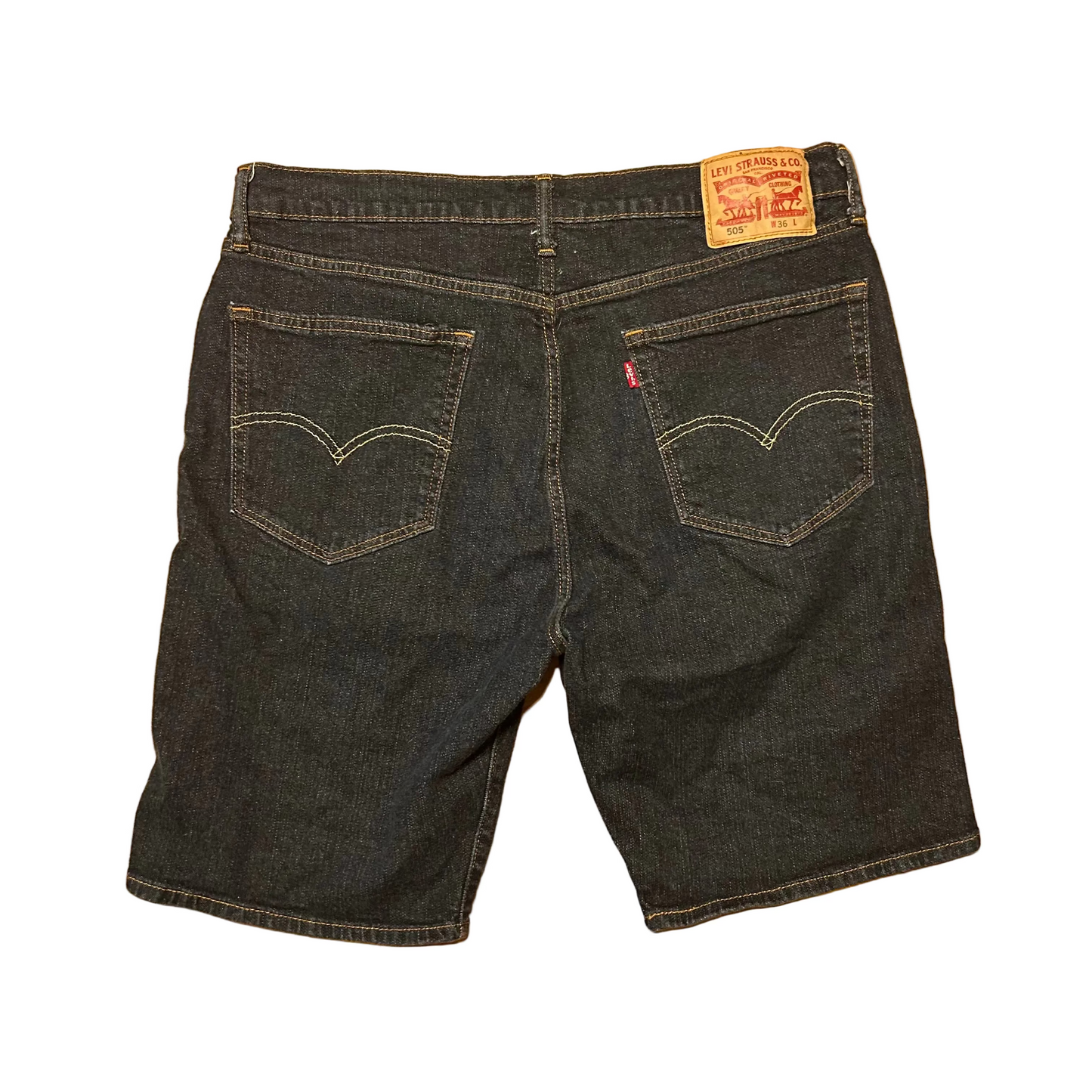 Levi 505 Dark Wash Denim Jorts Jean Shorts - 34" x 9.5"