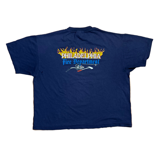 90's Hanes Philadelphia Fire Department Navy Blue Tshirt - XLarge - 24.5" x 26"