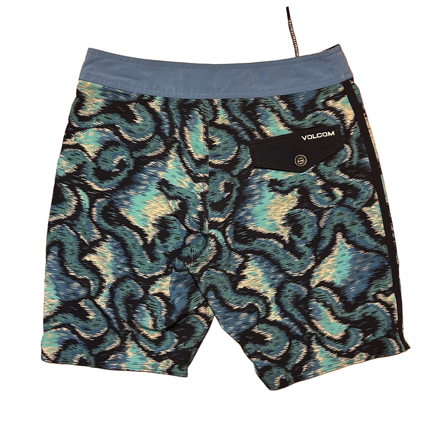 Volcom 4 Way Stretch Blue Design Swim Trunk Board Shorts - 30" x 9"