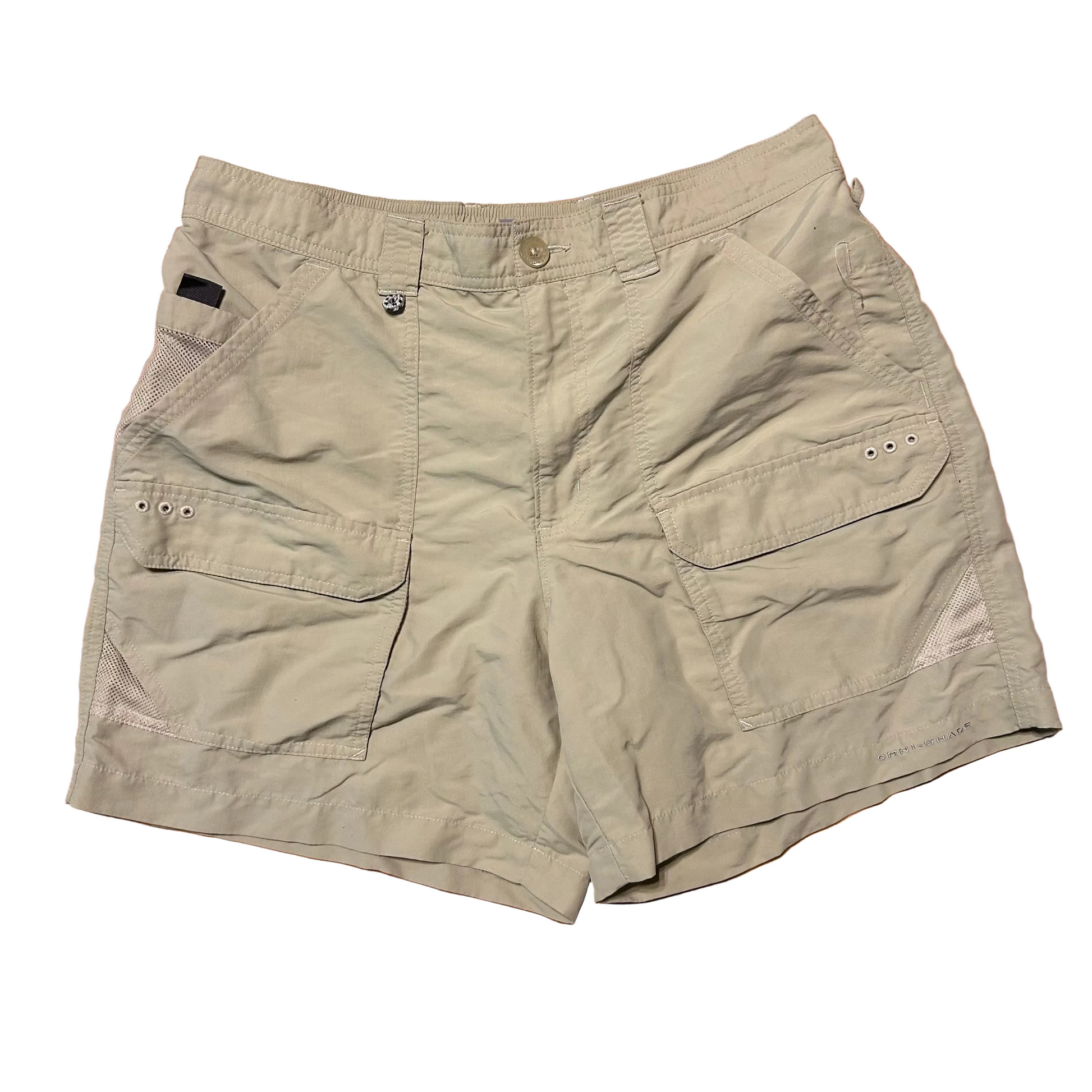 Columbia PFG Performance Fishing Gear Khaki Nylon Cargo Shorts