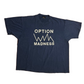 90's Screen Stars Option Madness Stock Trading Navy Blue Tshirt - Large - 23" x 25.5"
