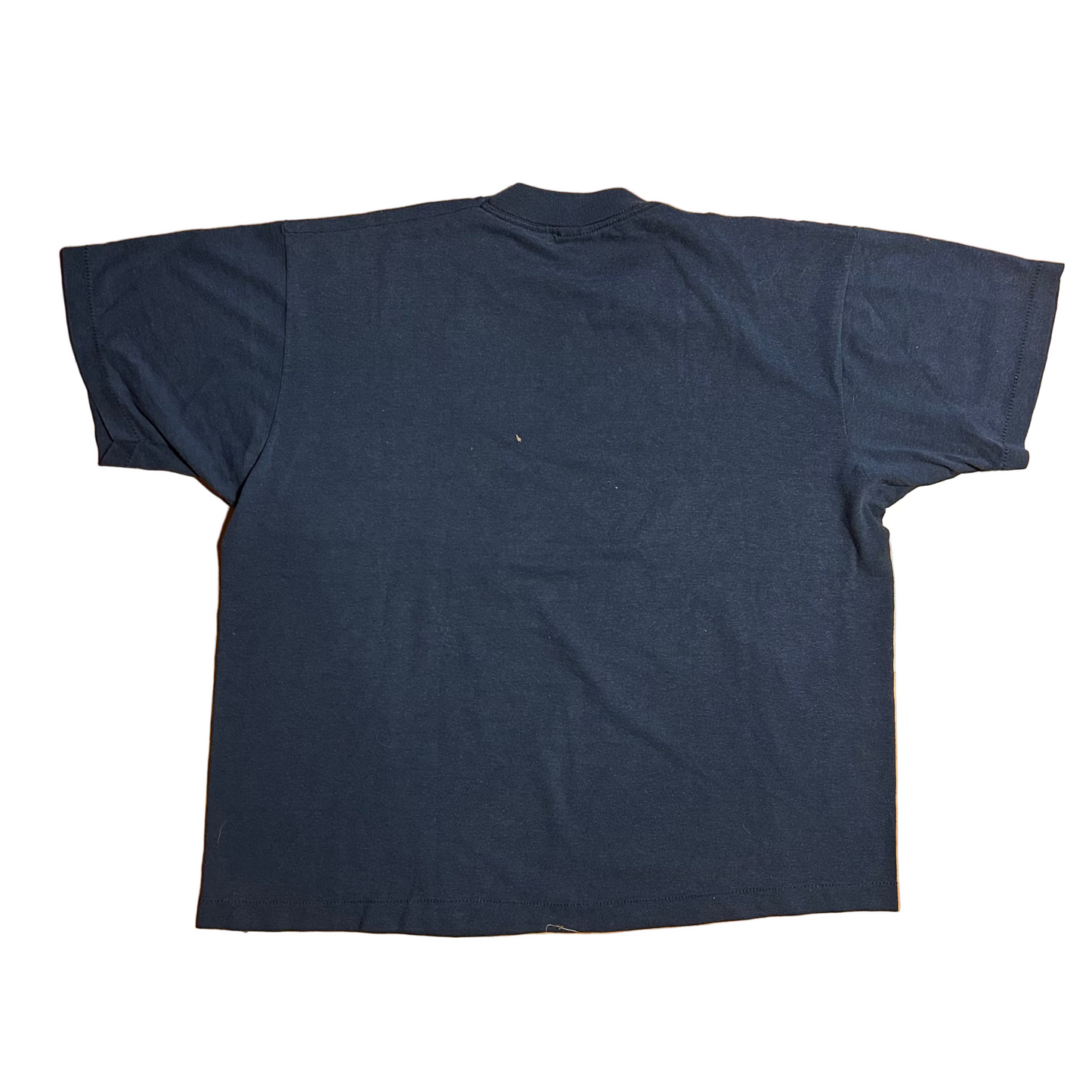 90's Screen Stars Option Madness Stock Trading Navy Blue Tshirt - Large - 23" x 25.5"