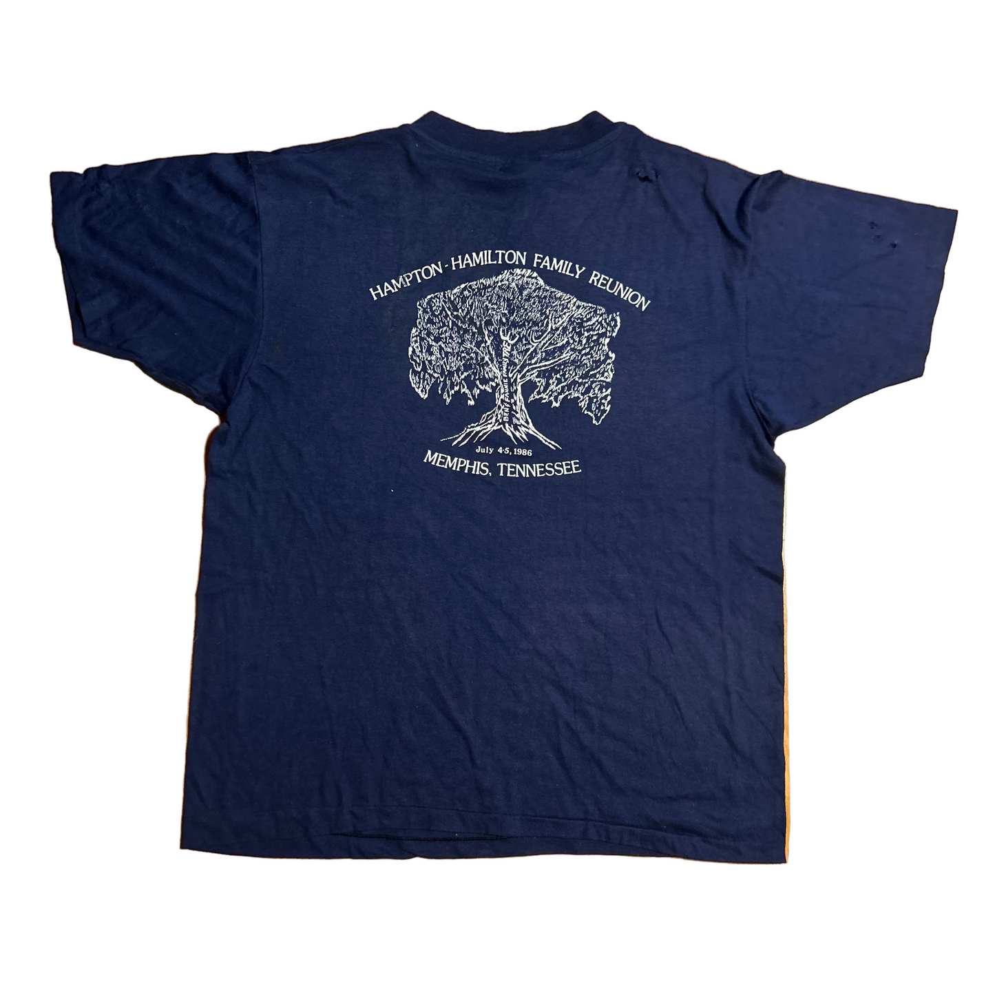 80's Jerry Family Reunion Hampton Hamilton Navy Blue Tshirt - Large - 22" x 27.5"