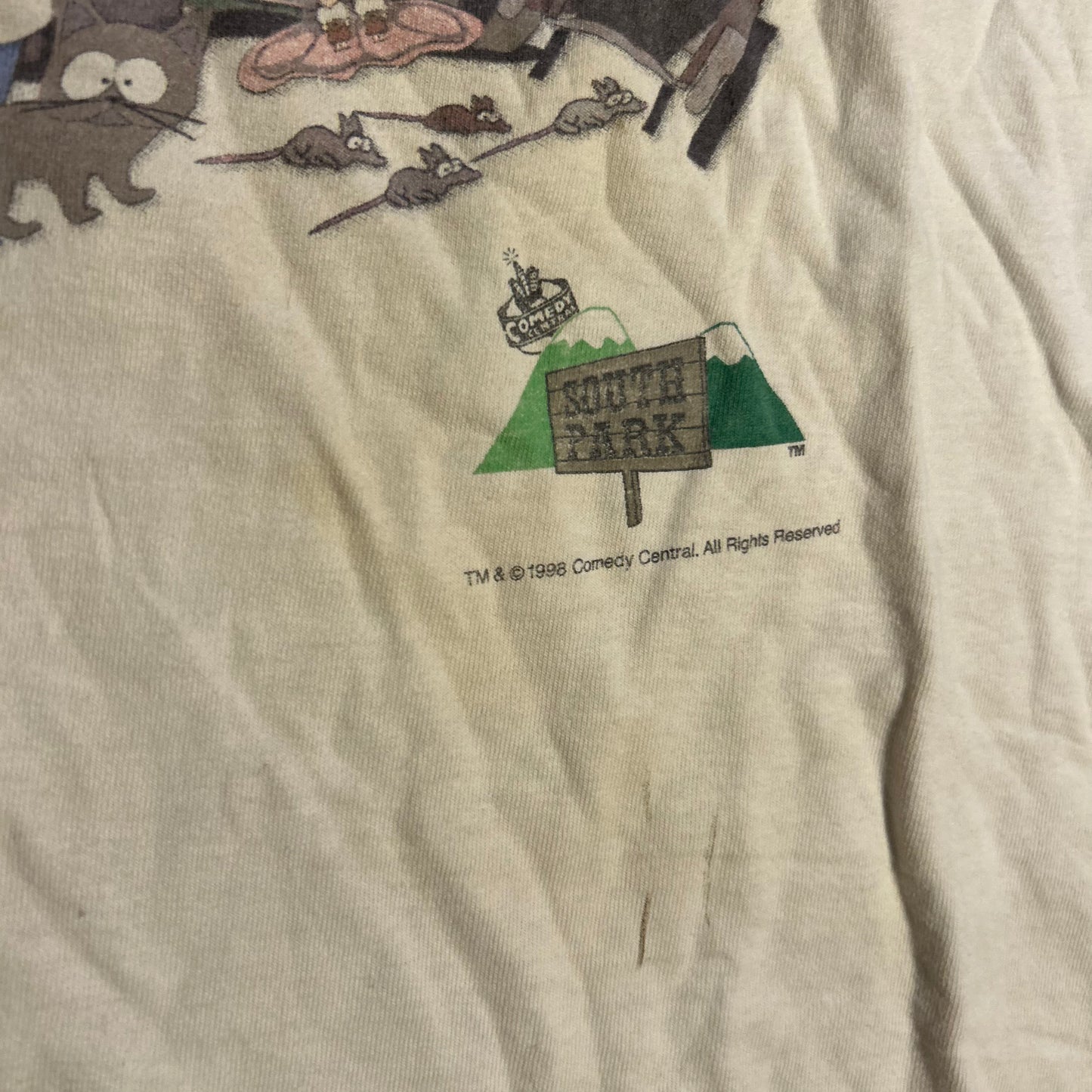 90's South Park Tanktop Cutoff White Tshirt - XLarge - 24.5" x 28"