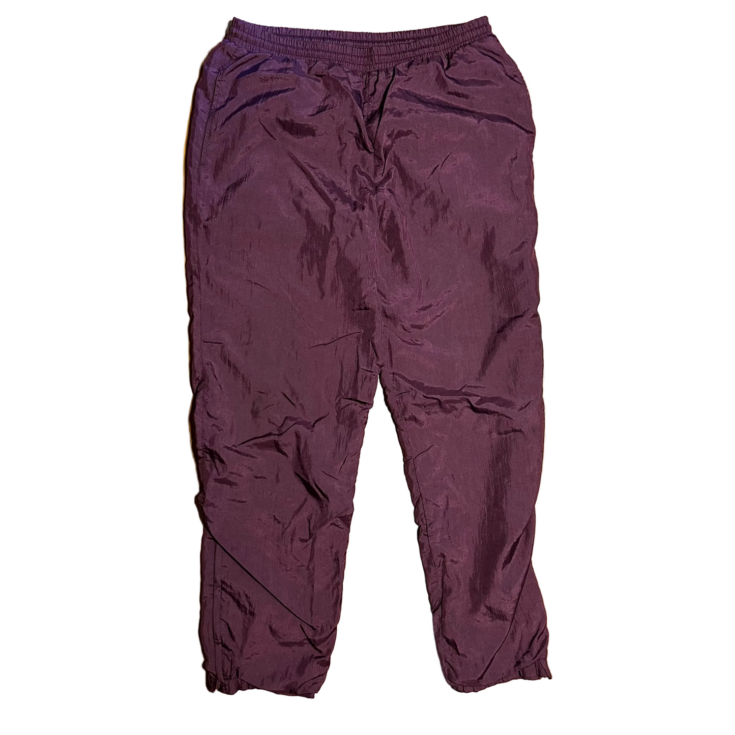 90's Plum Nylon Swishy Jogger Sweapants - Tagged L - 33" x 31"