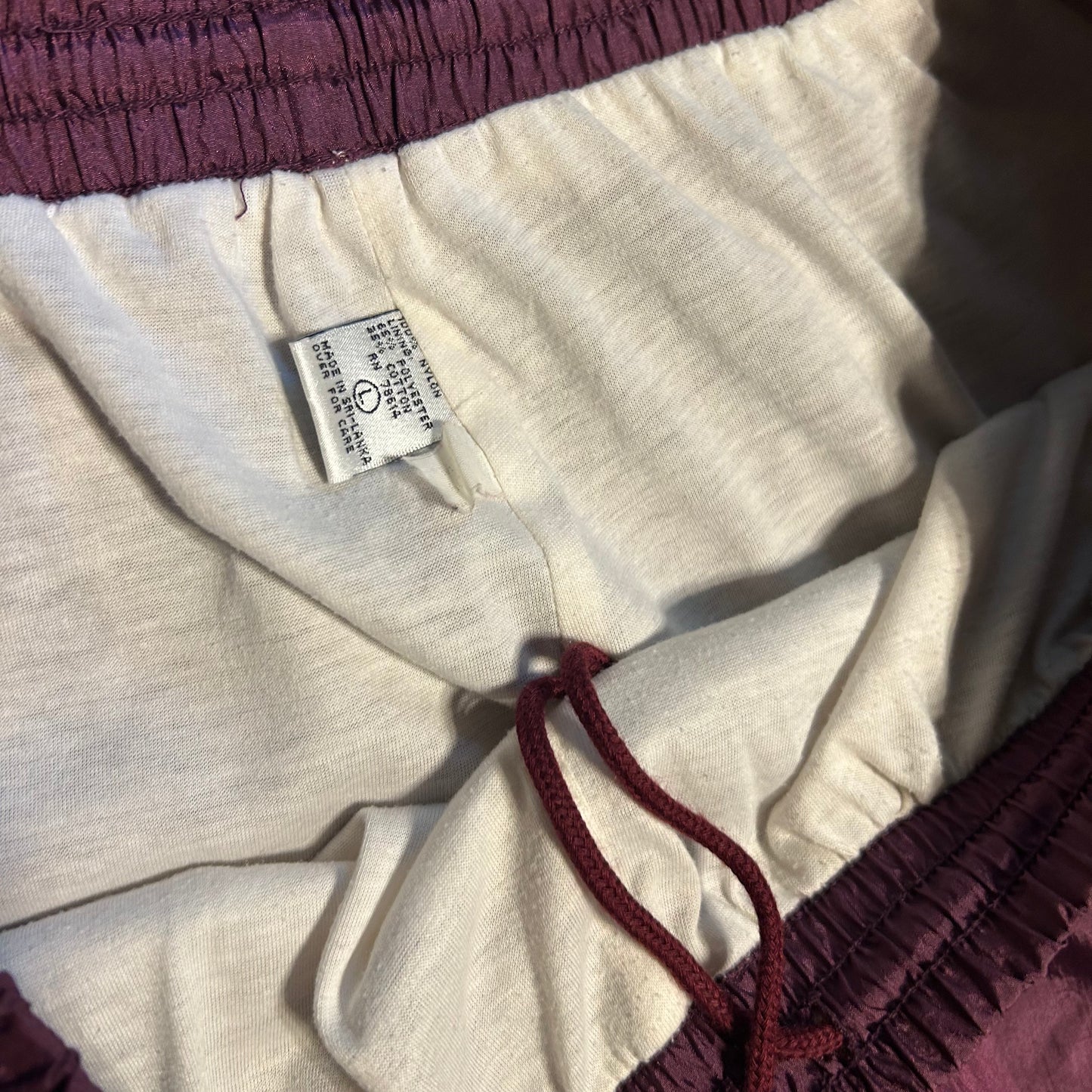 90's Plum Nylon Swishy Jogger Sweapants - Tagged L - 33" x 31"