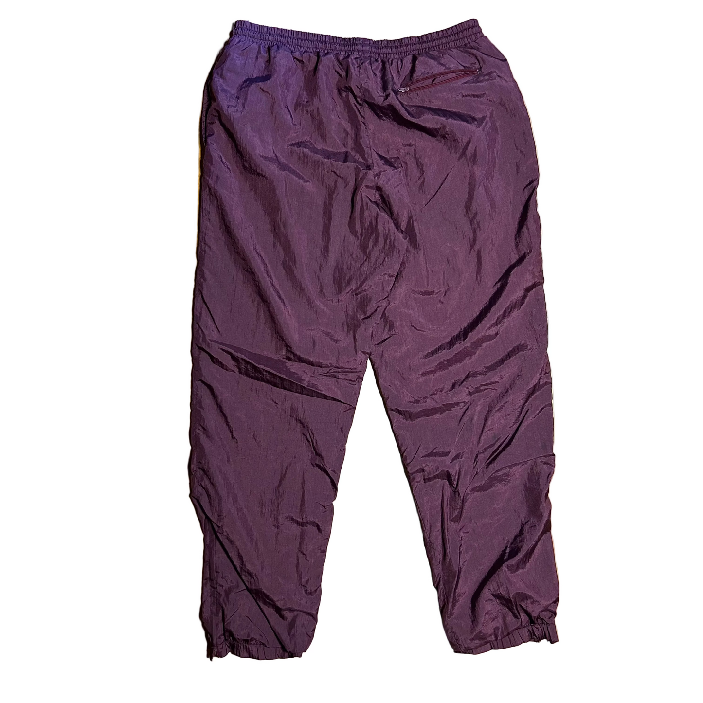 90's Plum Nylon Swishy Jogger Sweapants - Tagged L - 33" x 31"