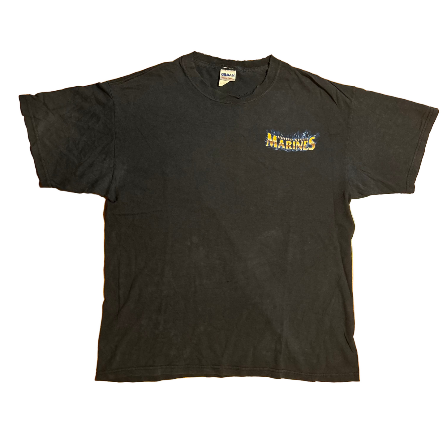 Gildan Distresed Marines Semper Fi Navy Blue Tshirt - Medium - 21" x 27"