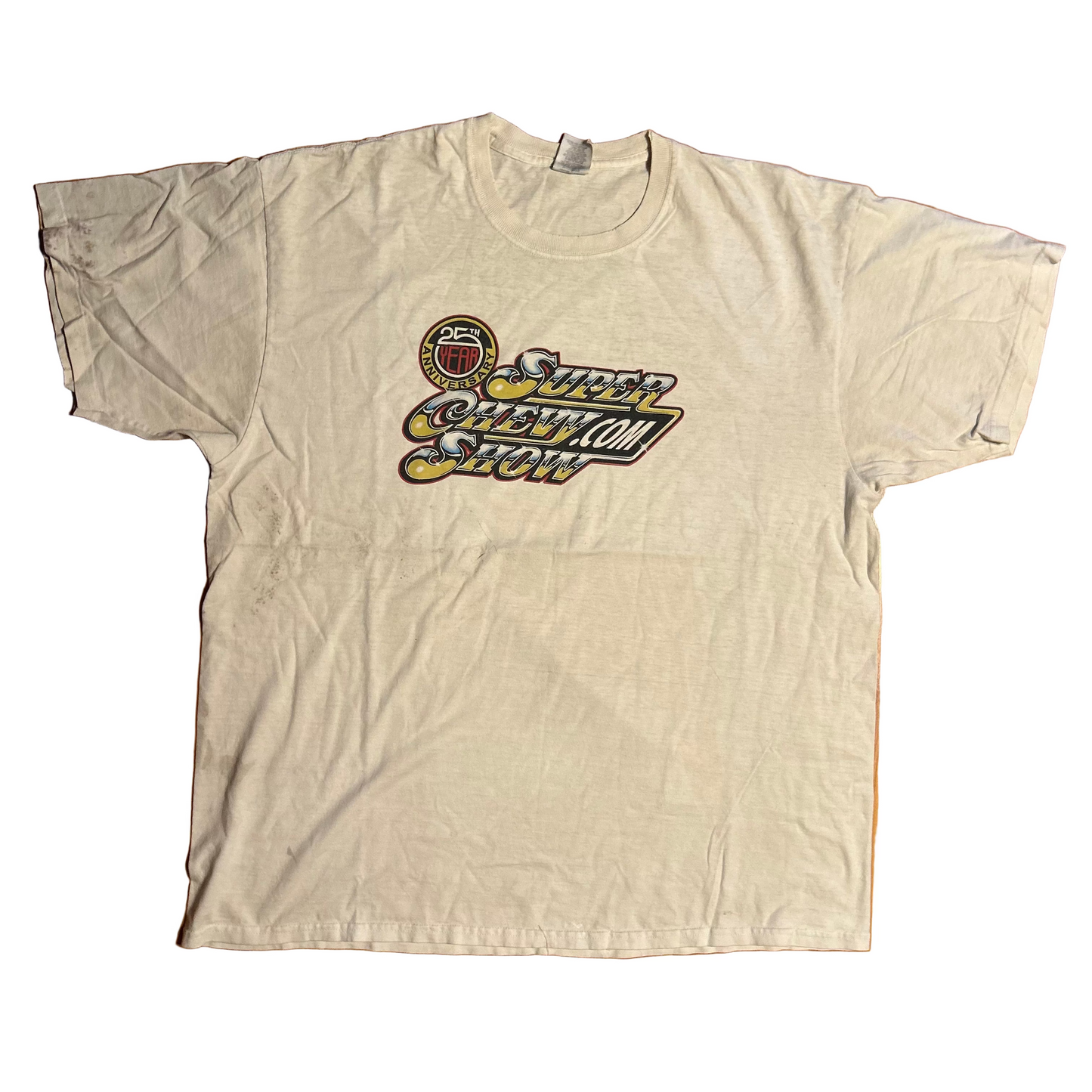 Super Chevy Car Show 25th Anniversary White Tshirt - XLarge - 25" x 30"