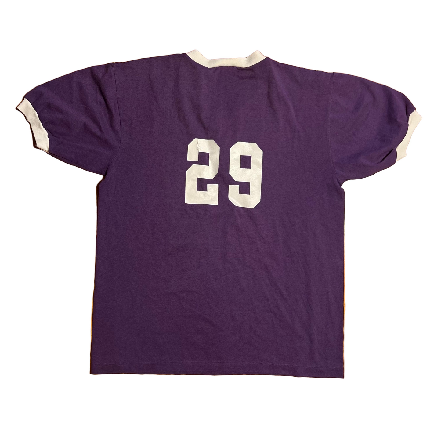 80's Eagle Millington Soccer Purple Ringer VNeck Tshirt - Medium - 21" x 27"