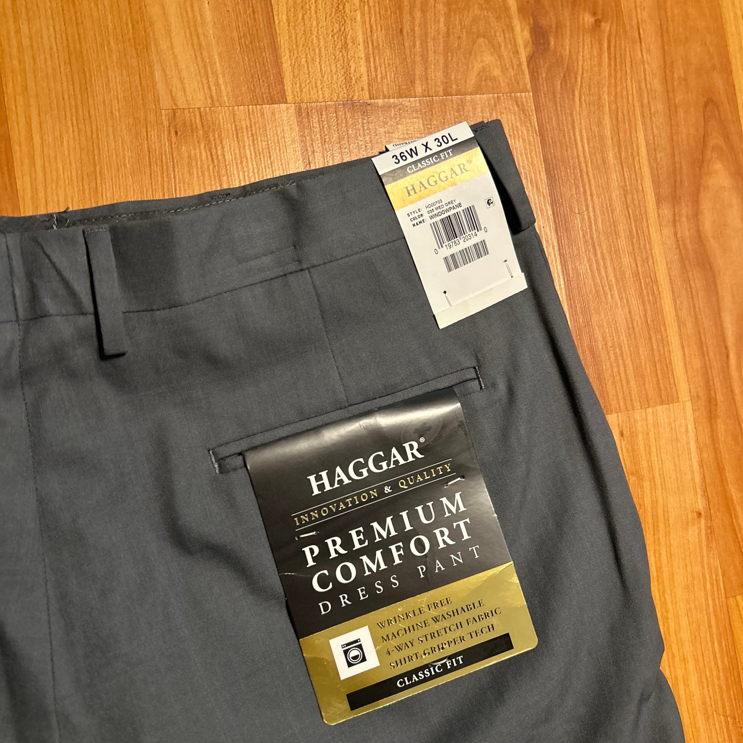 NWT Brand New Haggar Premium Comfort Grey Slacks Dress Pants - 36" x 30"