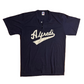 80's Russell Athletic Alfred's Quarter Button Up Navy Blue Tshirt - Medium - 20" x 28.5"