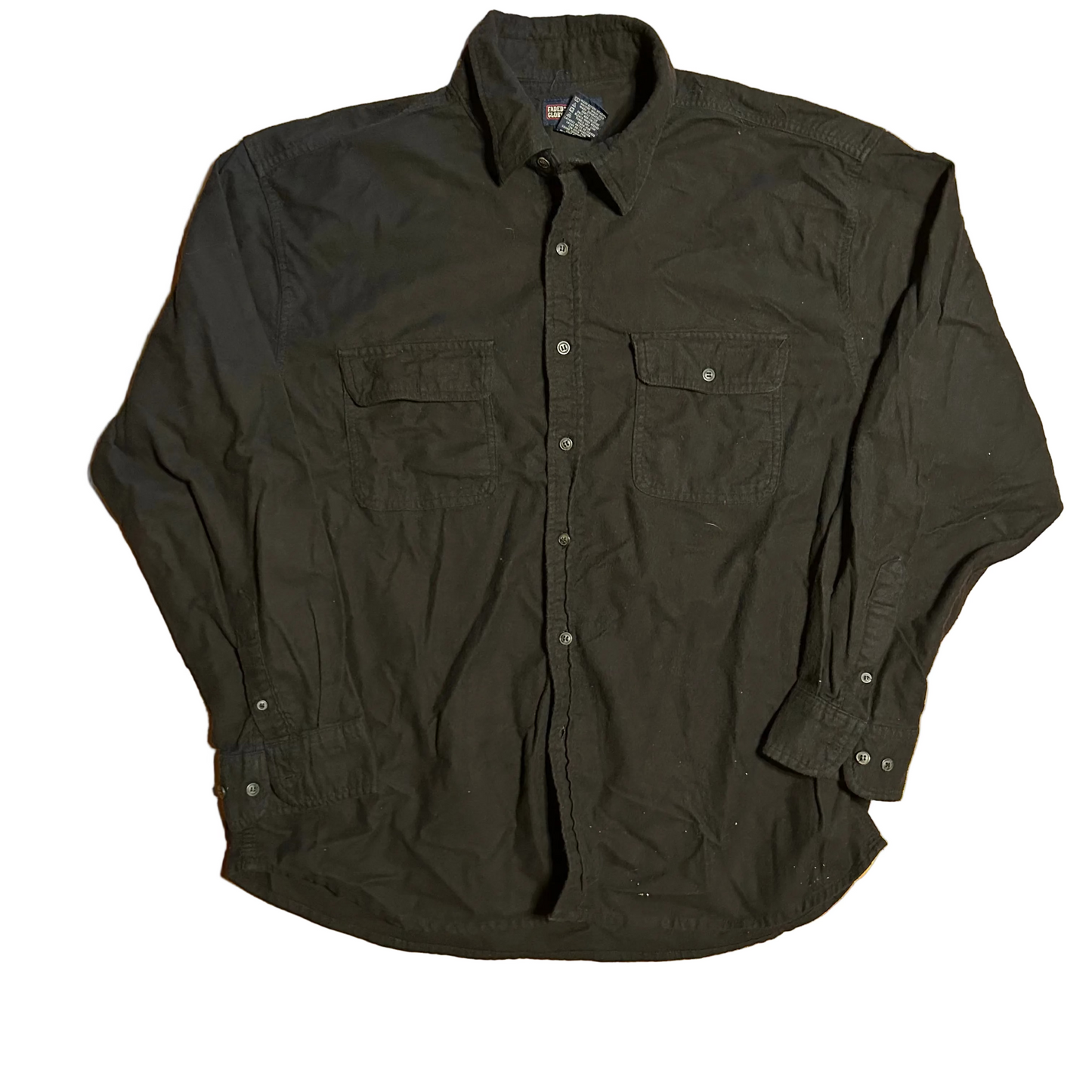 Faded Glory Black Cotton Button Up Shirt - XLarge - 25" x 30.5"