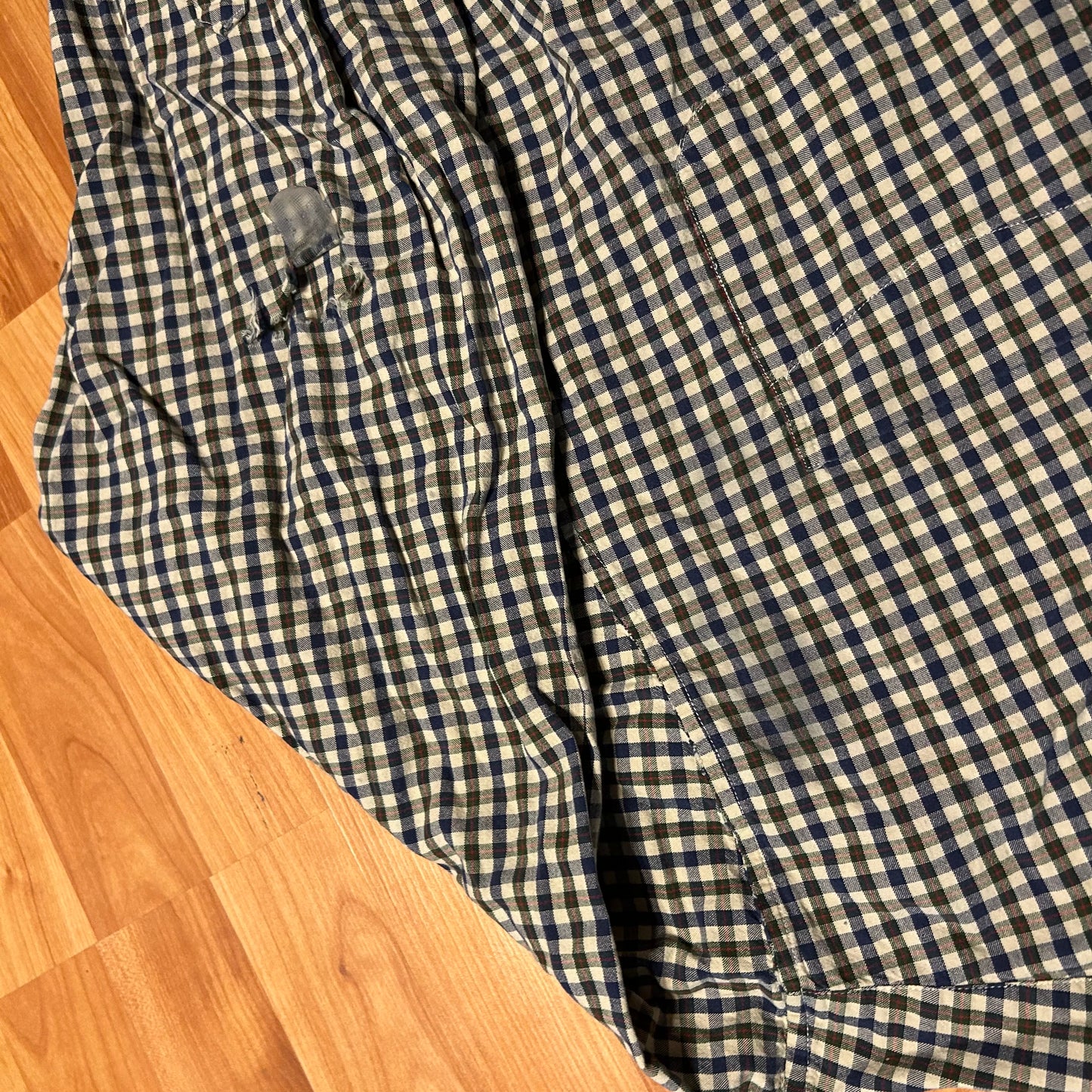 Abercrombie and Fitch Cotton Blue Green Red Cream Plaid Checkered Button Down Shirt - XLarge - 30" x 33"