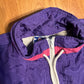 90's Pro Spirit Pink Purple White Nylon Zip Up Hidden Hood Jacket Windbreaker - XLarge - 24" x 26"
