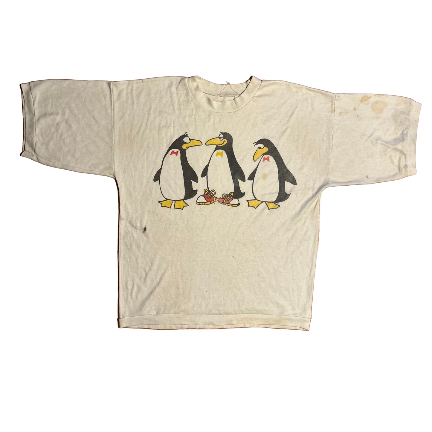 80's Penguin Bow Tie White Tshirt - Medium - 20" x 23.5"