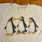 80's Penguin Bow Tie White Tshirt - Medium - 20" x 23.5"