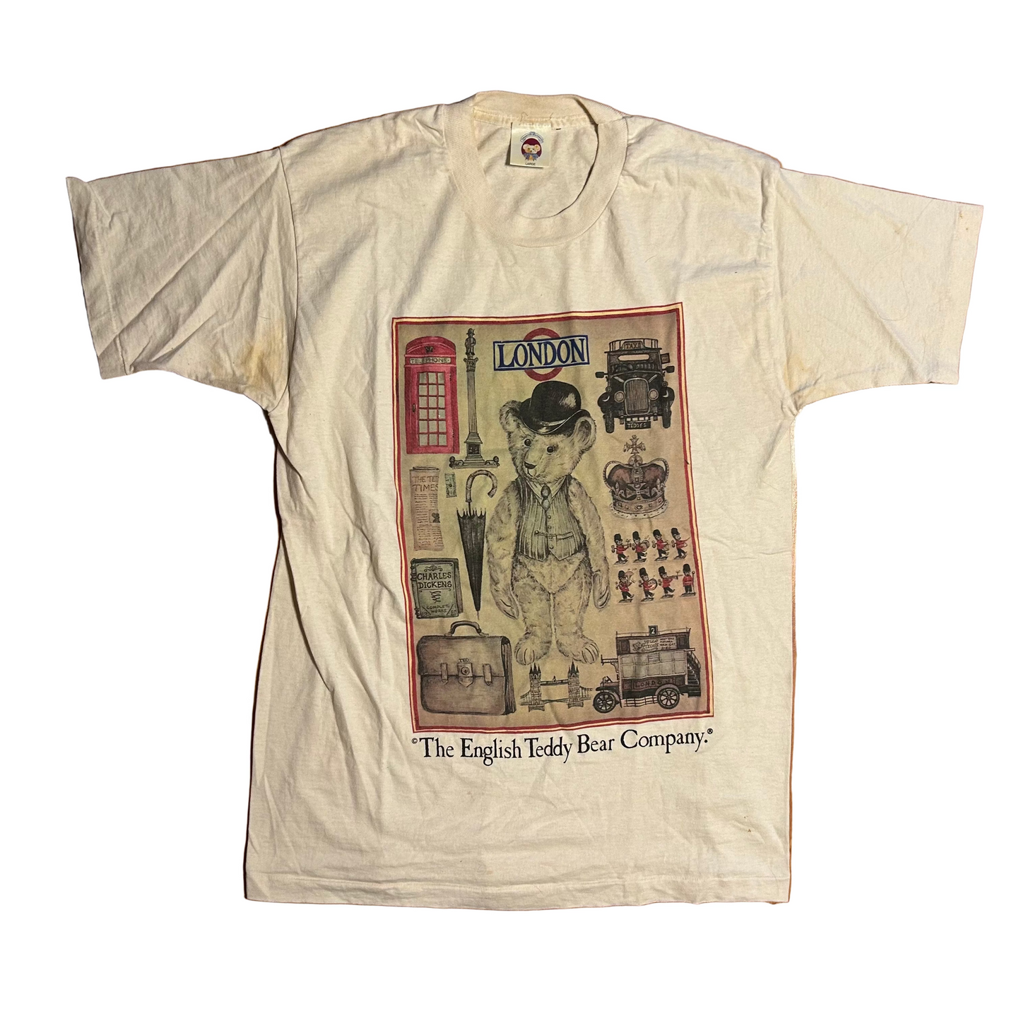 90's London The English Teddy Bear Company White Tshirt - Medium - 21" x 30"