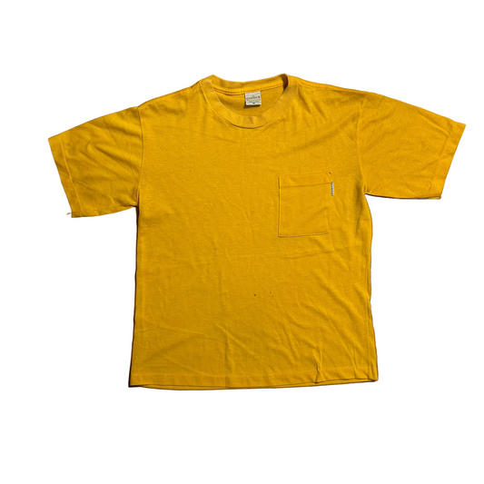 80/90's Classic 2 Yellow Pocket Tshirt - Medium - 20" x 26.5"