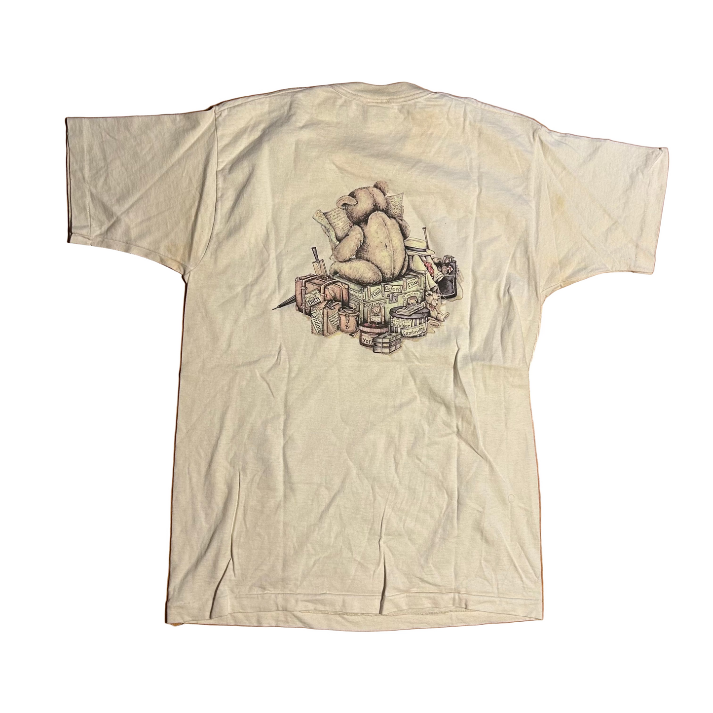 90's London The English Teddy Bear Company White Tshirt - Medium - 21" x 30"