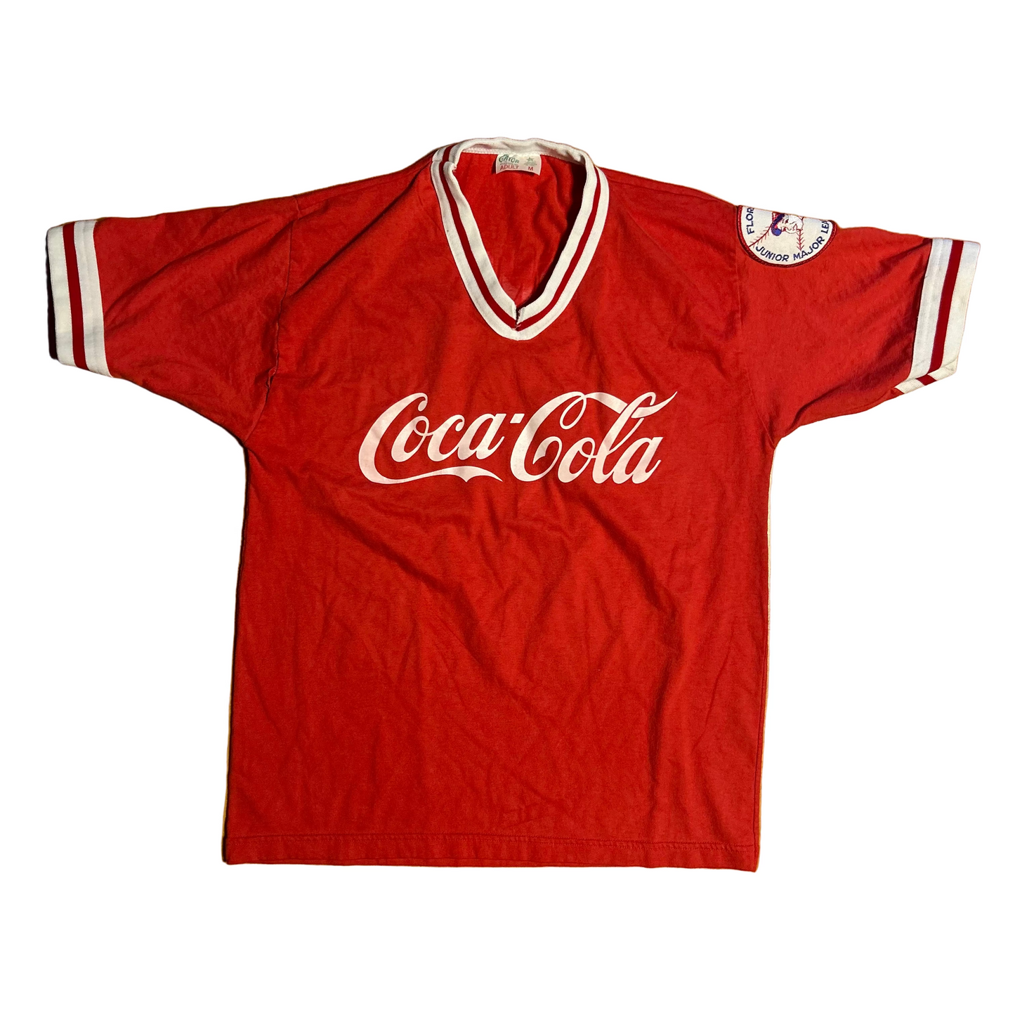 80's Coca Cola Red Ringer VNeck Tshirt - Small - 19" x 25"