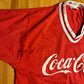 80's Coca Cola Red Ringer VNeck Tshirt - Small - 19" x 25"