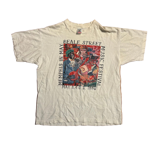 90's FOTL Beale Street Memphis Music Festival White Tshirt - Large - 23" x 28"
