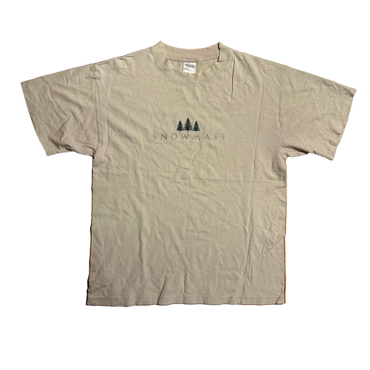 90's Desert Heat Snowmass Embroidered Tan Tshirt - Medium - 21" x 28"