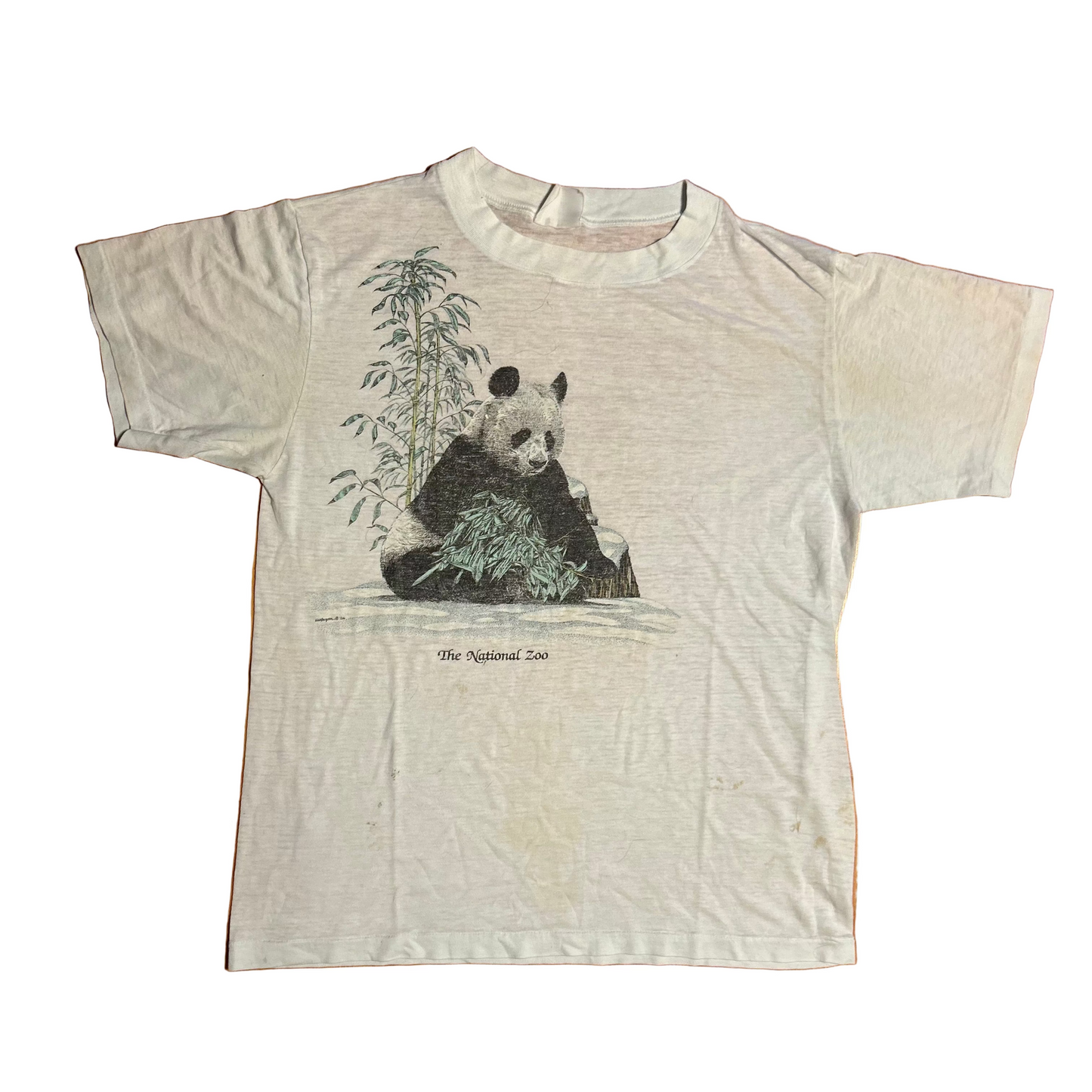 80/90's Panda Bamboo The National Zoo White Tshirt - Small - 19" x 24.5"