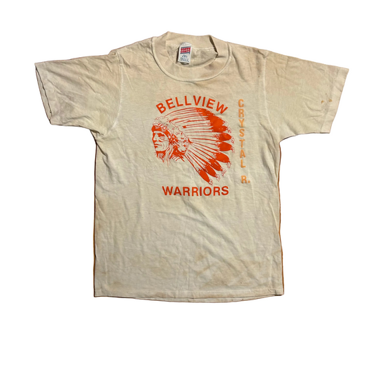 80's Soffee Bellview Warriors White Tshirt - XSmall - 17" x 24.5"