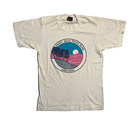 90's Screen Stars Petit Jean State Park Arkansas White Tshirt - XSmall - 17" x 24.5"