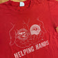 80's Helping Hands Paper Thin Red Tshirt - Medium - 21.5" x 26"