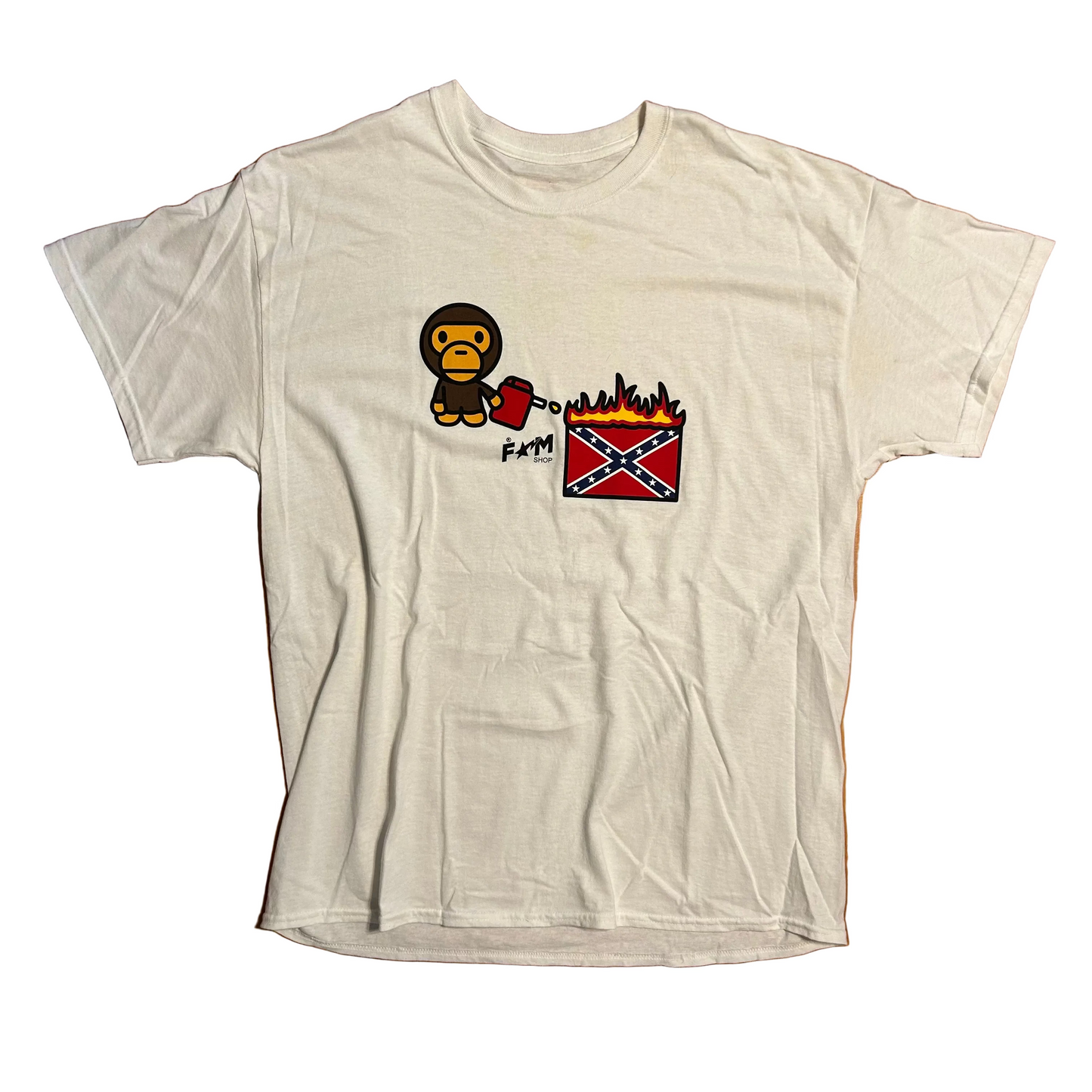 Fam Shop Baby Milo Anti Confederate White Tshirt - XLarge - 24" x 32.5"