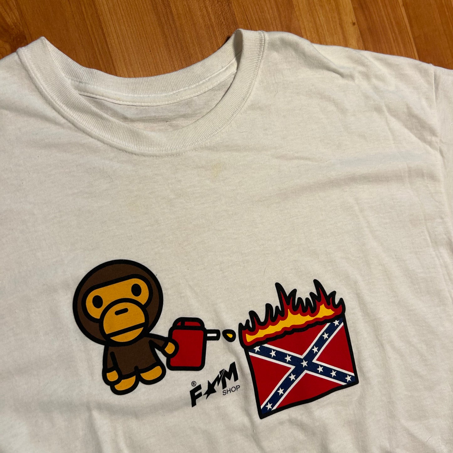 Fam Shop Baby Milo Anti Confederate White Tshirt - XLarge - 24" x 32.5"