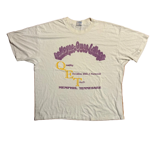 90's Hanes Heavyweight Le Moune Owen College Memphis White Tshirt -n XLarge - 26" x 29"