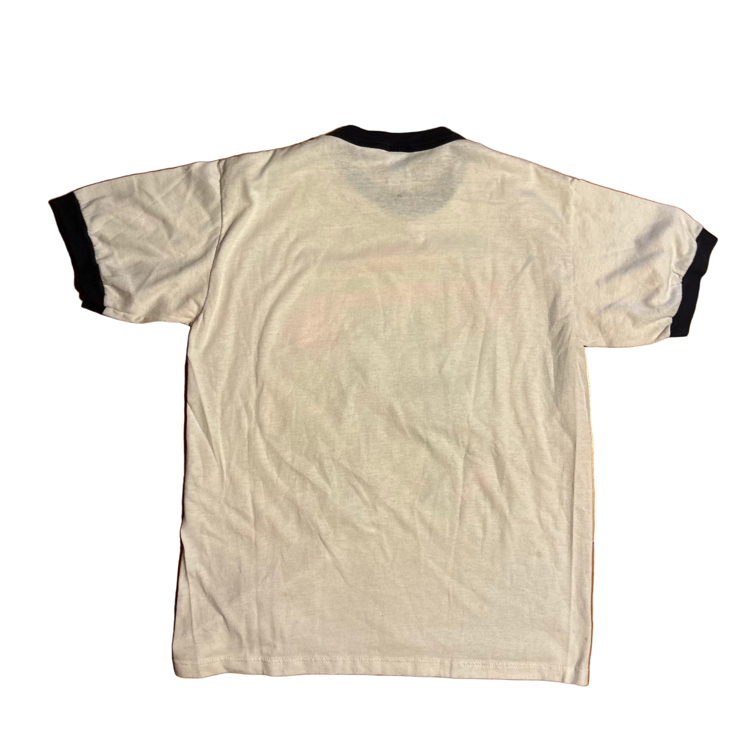 80's Panda White Ringer Tshirt - Small - 18.5" x 25"