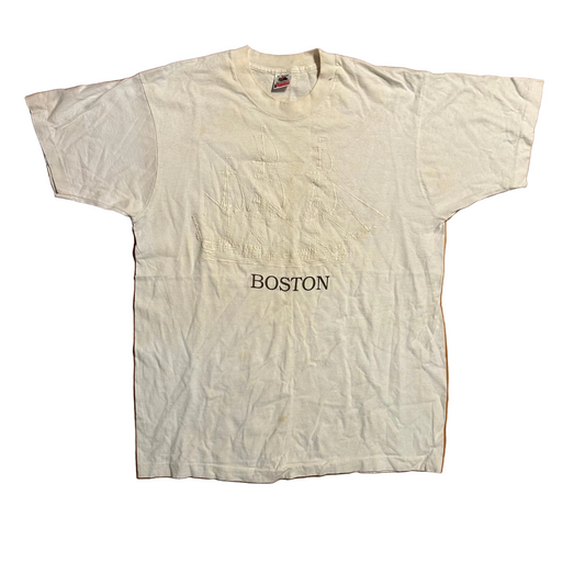 90's FOTL Boston Boating White Tshirt - Large - 22" x 30"