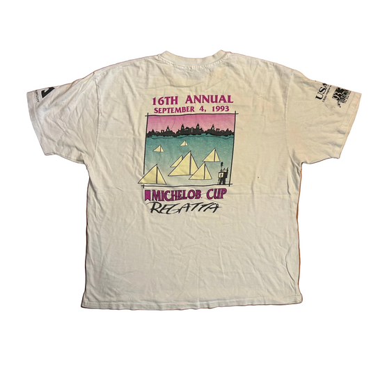 90's Michelob Cup Regatta Boating White Pocket Tshirt - XLarge - 25" x 29"