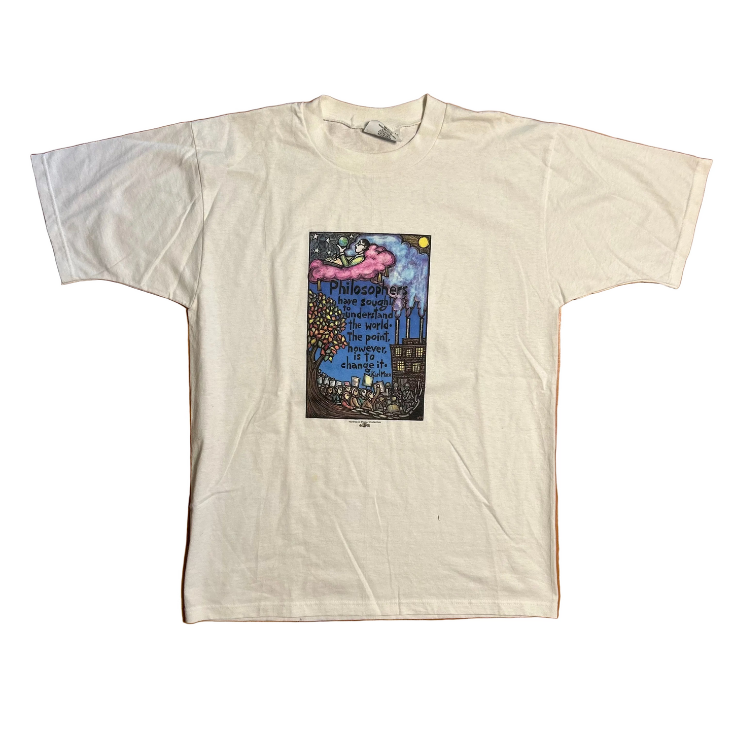 90's Unite Philosophers Karl Marx White Tshirt - Medium - 21" x 29"