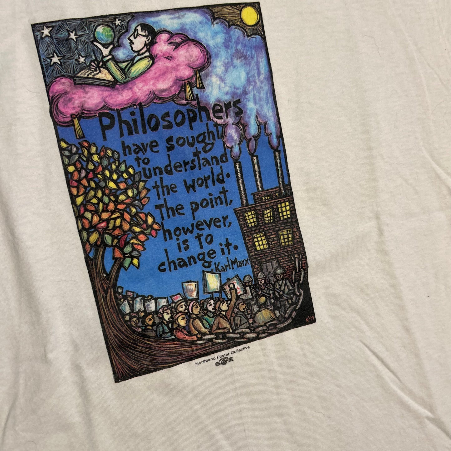90's Unite Philosophers Karl Marx White Tshirt - Medium - 21" x 29"