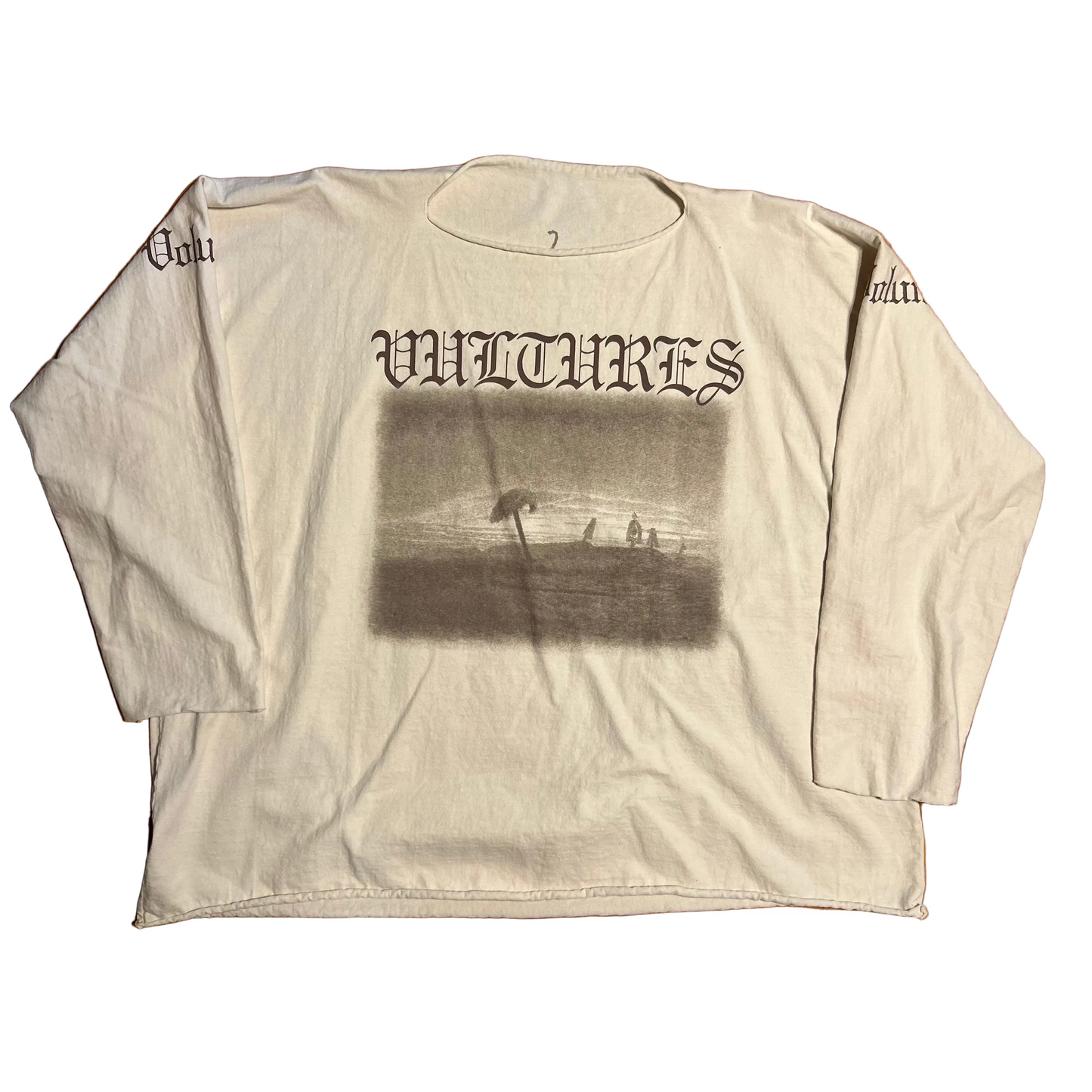 Kanye West Vultures Volume 1 Merch Cream Tan Longsleeve Shirt - XLarge - 29" x 28"