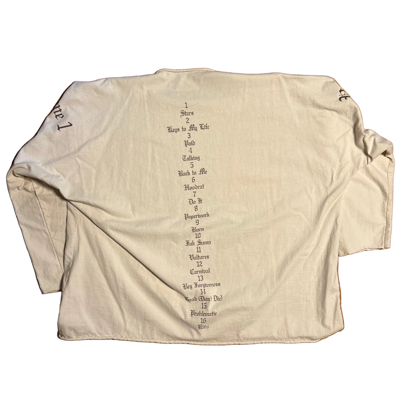 Kanye West Vultures Volume 1 Merch Cream Tan Longsleeve Shirt - XLarge - 29" x 28"