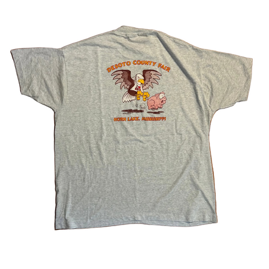 90's Best I Heart BBQ County Fair Grey Tshirt - XLarge - 24.5" x 30"