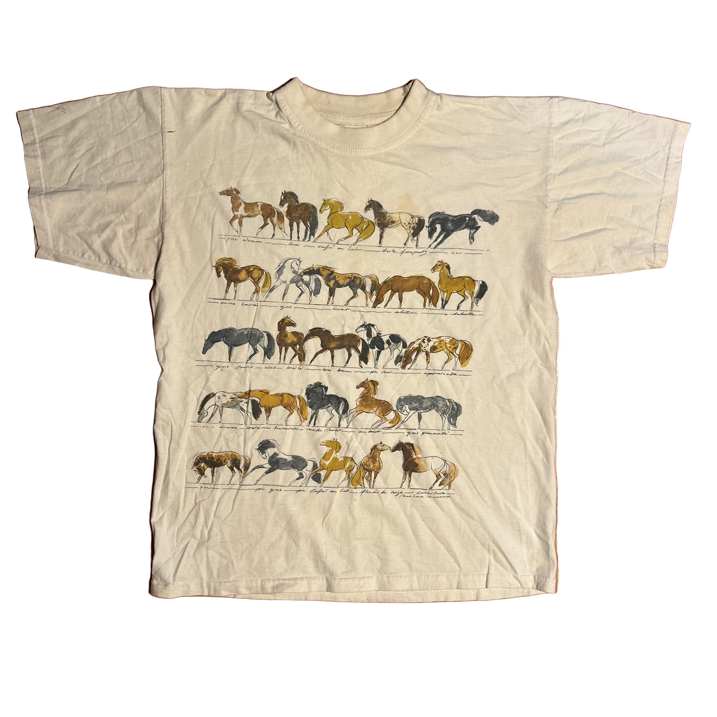 90's Horses White Tshirt - Medium - 20" x 25"