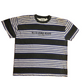 Blue Zone Jeans Striped Black White Blue Purple Tshirt - XLarge - 24.5" x 28"