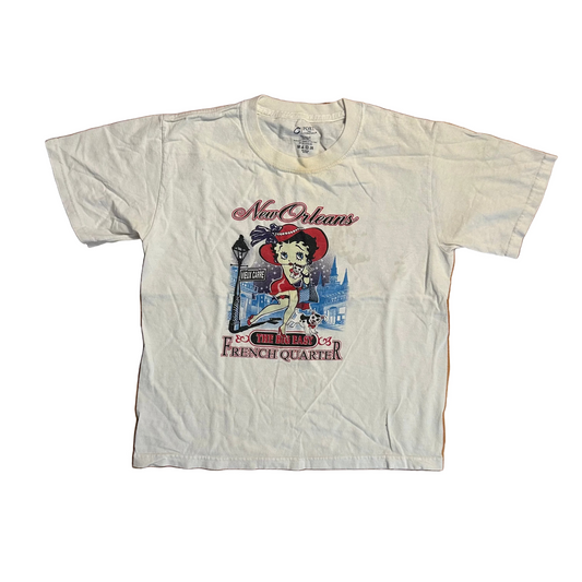 Betty Boop New Orleans The Big Easy French Quarter White Tshirt - XSmall - 17" x 20.5"