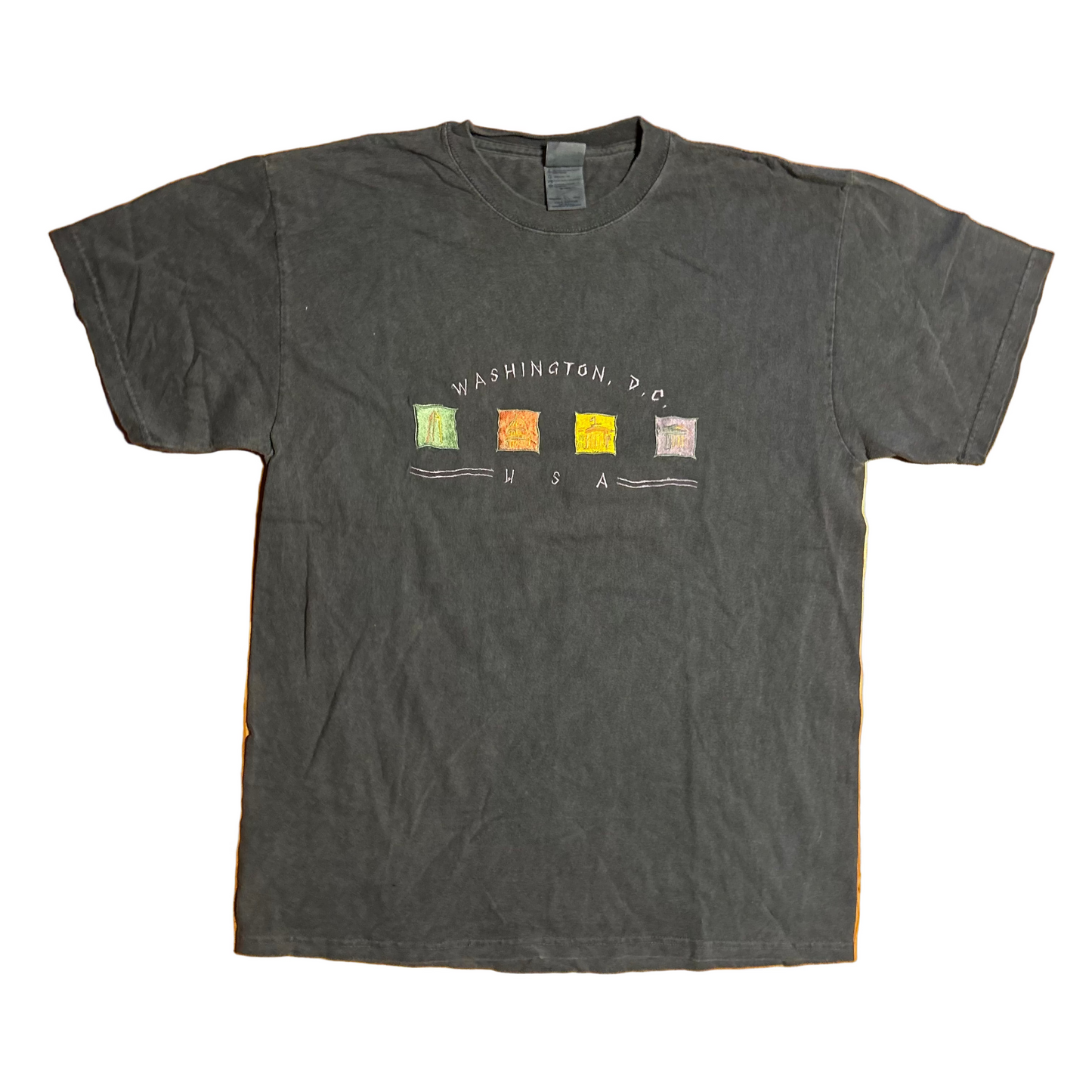 Washington DC Embroidered Navy Blue Faded Tshirt - Medium - 21" x 28.5"