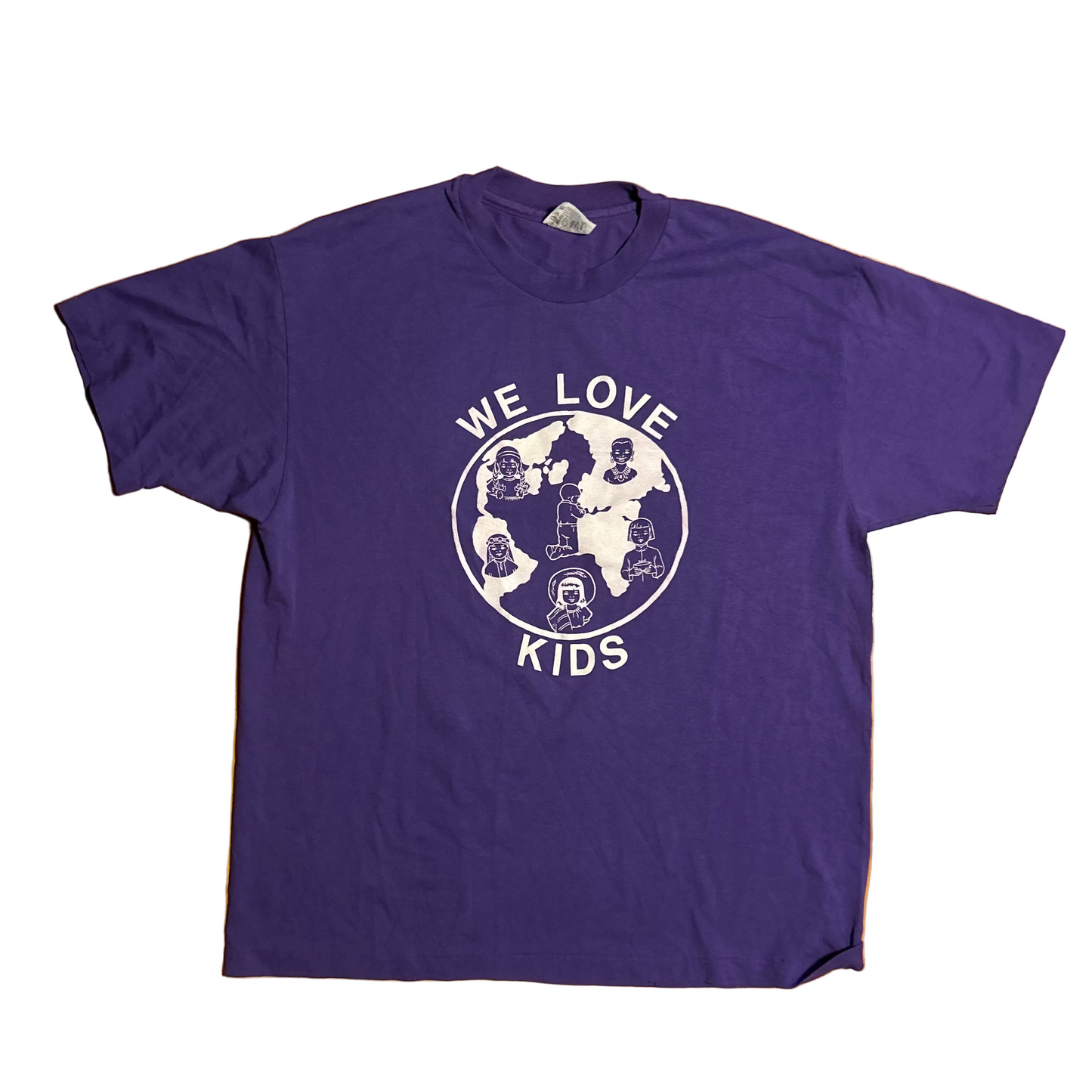 90's We Love Kids Purple Tshirt - Large - 22" x 28.5"