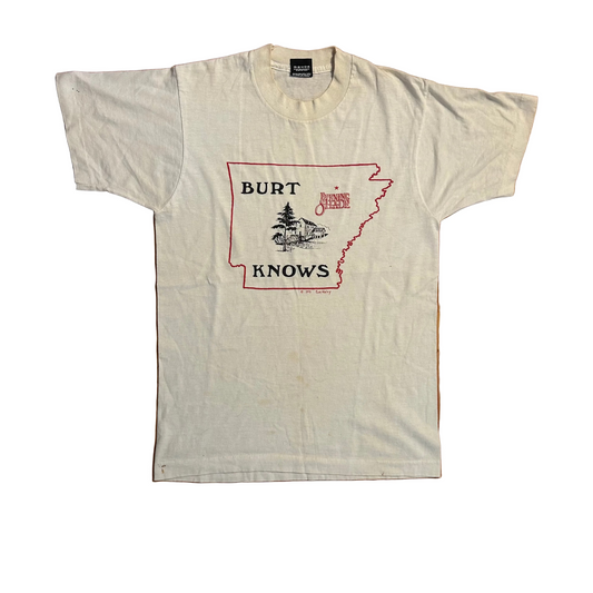 90's Screen Stars Burt Knows White Tshirt - XSmall - 17.5" x 26.5"
